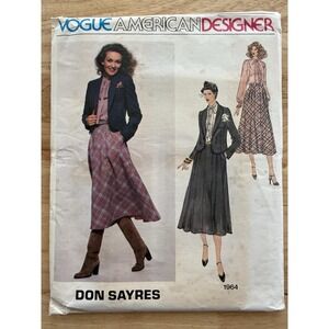 VOGUE AMERICAN DESIGNER Don Sayres 1964 Jacket Blouse &‎ Skirt PATTERN Size 16